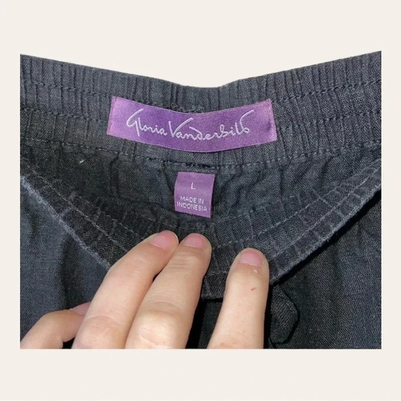 Women’s GLORIA VANDERBILT LINEN SHORTS BLACK SIZE‎ LG - Picture 7 of 8